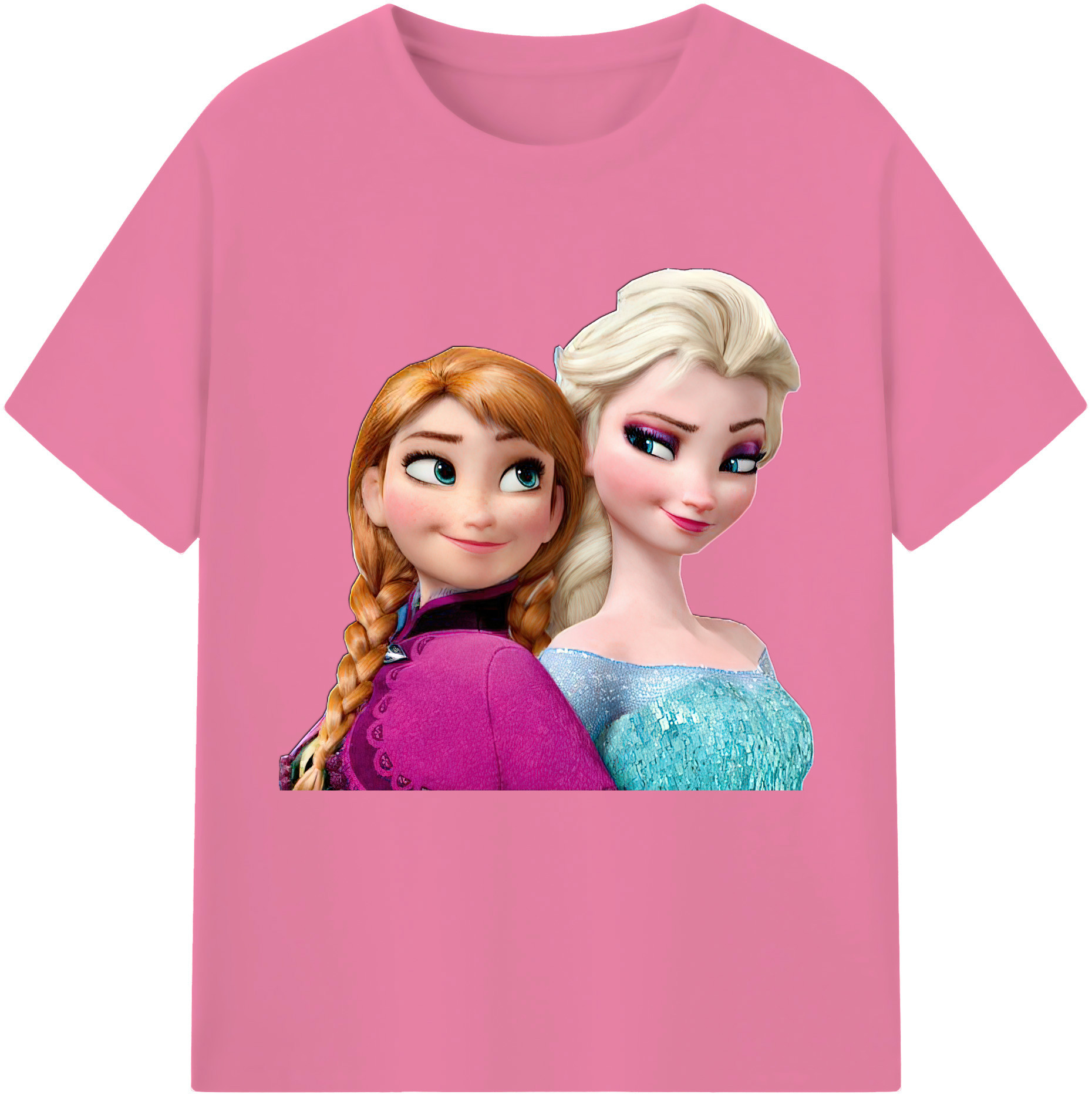 （画像用） アナと雪の女王 アンナ エルサ Frozen Anna Elsa 綿100％半袖Tシャツ（フロントプリント）